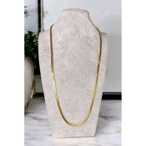 Napier Raised Herringbone Gold Tone Chain Necklace Vintage Reversible 28in